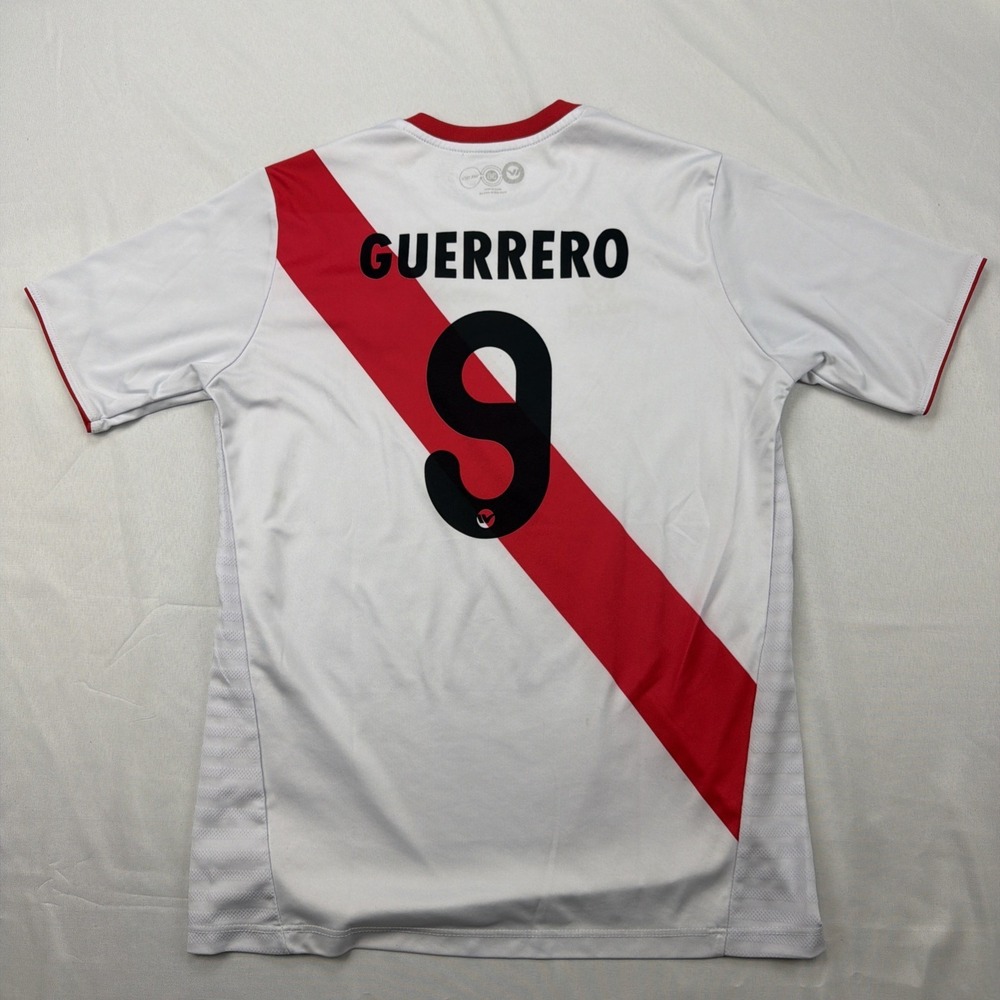 Walon Peru Guerrero #9 White Jersey Soccer National Team Size 36(S) World Cup